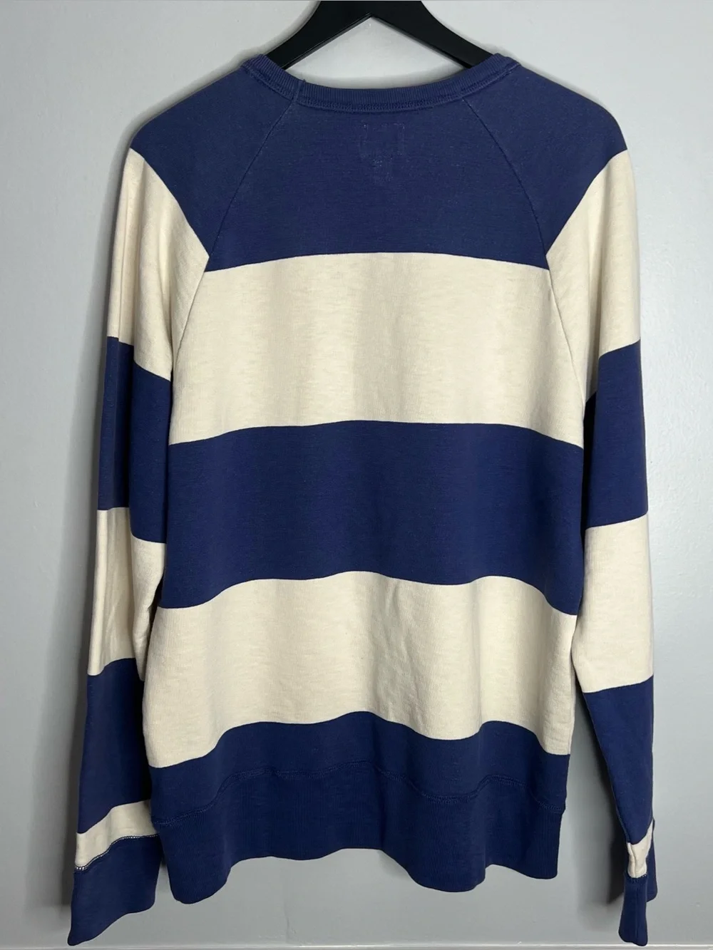 J. Crew Vintage Fleece Nautical Stripes Crewneck Pullover Mens XL Blue NWT